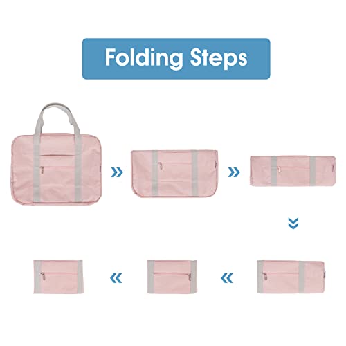For Spirit Airlines Personal Item Bag 18x14x8 Foldable Travel Duffel Bag Tote Duffle Carry on Luggage for Women and Men 30L (Pink / 30L)