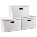 Large Stackable Storage Bins with Lids [3 (White / Large(3-Pack))