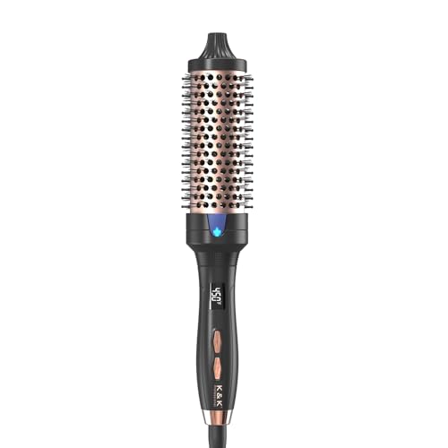1 1 2" Ceramic Ionic Heated Round Brush for Blowout Look & Volume Curls (Black / 1.5 Inch)