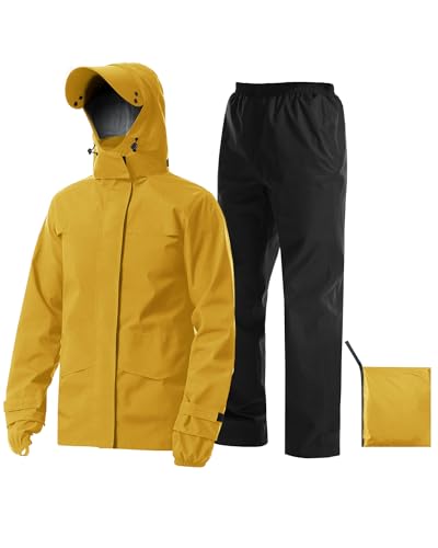 Rain Suit Waterproof Breathable Lightweight 2 (XX-Large / Yellow)