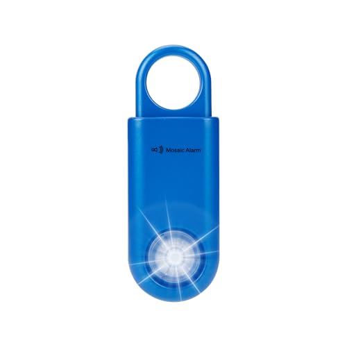 130db Personal Safety Alarm with Ultra Bright Strobe Light. Blue (Blue / Button cell)