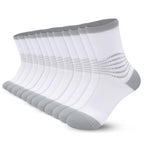 Crew Compression Socks for Women Men with Ankle Arch Support Plantar Fasciitis Relief 6 Pairs (X-Large / White(6 Pairs))