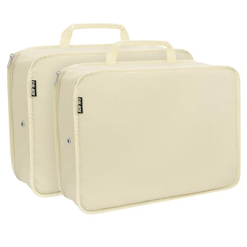 Compression Packing Cubes for Travel Packing Suitcase Organizer Bags (Beige / Extra Large)