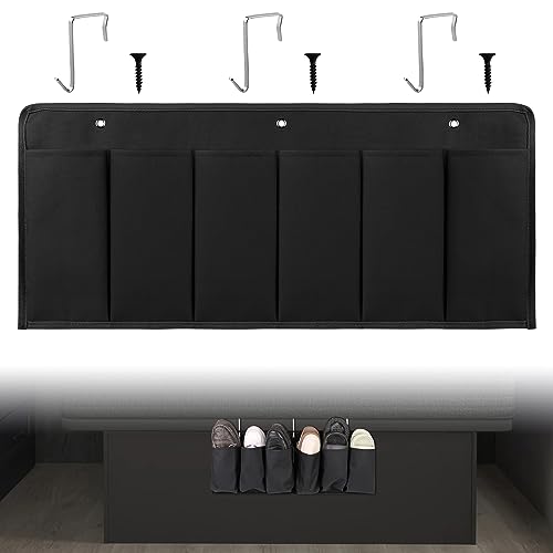6‑Large‑Pocket RV Bedside Hanging Organizer with Sturdy Hooks (Cloth, 1pcs / Black)