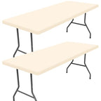2 Pack Rectangle Spandex Fitted Table Cloth (Champagne / 72" x 36" (Rectangular))
