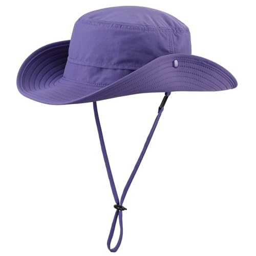 Outdoor Sun Hat for Women UPF 50+ Fishing Hiking Gardening Hat Breathable Mesh Cowboy Hat Summer Beach Hat Purple (Large / Purple)