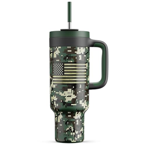 50 oz Camo Tumbler with Handle (Woodland Flag / 50 Ounces)