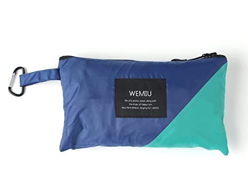Adult Rain Poncho Waterproof Hooded Zipper Raincoat with Pockets (One Size / Green-blue)