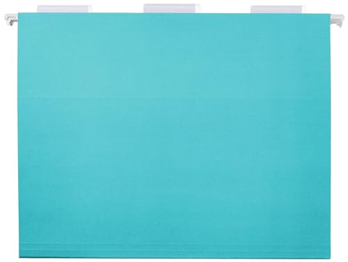 Hanging File Folders with Adjustable Tabs for Document Organization (Aqua / Letter)