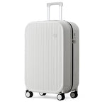 24 Inch Checked Luggage PC Hardshell Suitcases with Wheels for Travel Woman Men (Smoke White TSA2 / 24-inch)