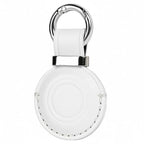 1 Pack Genuine Leather Handcrafted for Airtag Holder Keychain (B6-White)