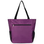 Large Capacity Foldable Tote Bag with Zipper (Purple)
