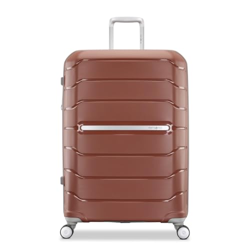 Freeform Large Checked Luggage with Dual 360° Spinner Wheels (Checked-Large Spinner / Orange)