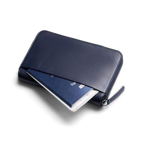 Travel Folio Leather Passport Wallet (Navy)