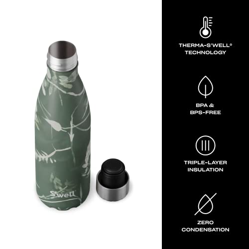 Stainless Steel Water Bottle 17 ounces Green Foliage Triple Layered Vacuum Insulated Containers Keeps Drinks Cold for 36 Hours and Hot for 18 Perfect for On the Go (Green Foliage / 17 Ounces / Water Bottle)
