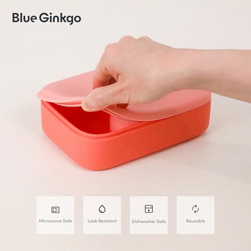 Bento Style Silicone Lunch Box Set (Coral)
