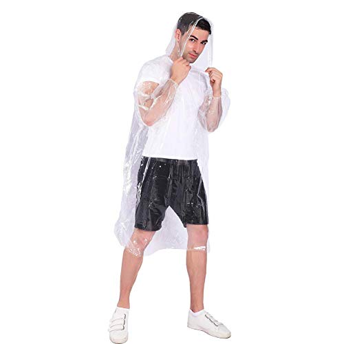 Disposable Rain Ponchos for Adults (One Size / Clear 10 Pack)