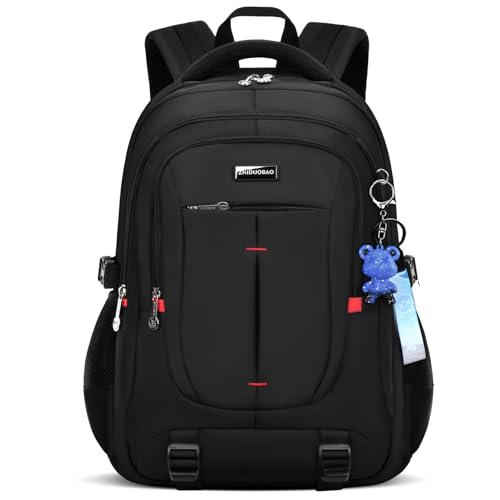 Backpack for School Boys Backpacks for Kids Camo Bookbag for Middle School Bags high school Waterproof Travel Back Pack (Medium (18.5*12.9*9 inches) / Black + (Pendant))