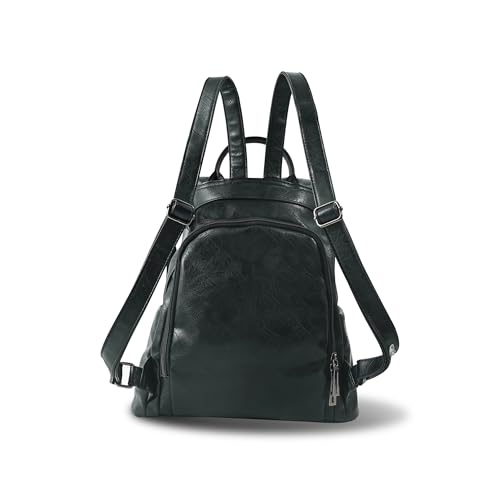 Small Women Backpack Purse PU Leather Anti (Black / Small)