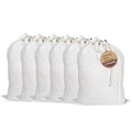 LFH Home Cotton Rich Large Laundry Bag with Handle (24”x36” (Pack of 6) / White)