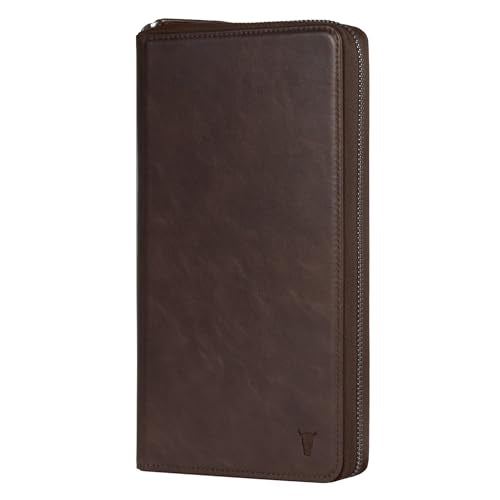 Premium Leather Family Travel Wallet (Dark Brown)