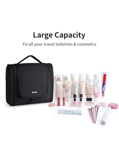 Hanging Toiletry Bag for Women (Quilted Black / Large)