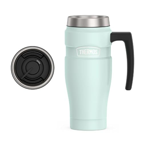 Stainless King Travel Mug with Handle (Matte Light Blue / 16 Ounces / Handle)