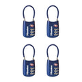 TSA Approved Combination Luggage Lock (Blue / 4 Pack)