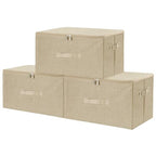 Fabric Storage Bins with Zipper Lids (Beige / Large (Pack of 3))