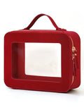 Clear Large Makeup Bag Mahjong Tile Bag with Zipper and Handle Red (Red / Large Luxe)