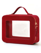 Clear Large Makeup Bag Mahjong Tile Bag with Zipper and Handle Red (Red / Large Luxe)