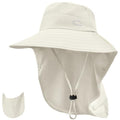 Sun Hat for Men Women with Neck Flap& Removable Face Cover Wide Brim (1pack-ivory)