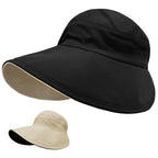 Sun Hats for Womens Wide Brim UV Protection Fishing Hats Packable Reversible Hollow Top Sun Hat for Women Hat for Ponytail Black (Black)