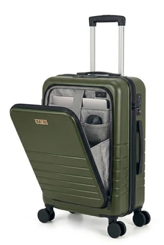 Hardside Carry On Luggage 22x14x9 Airline Approved (Olive Green)