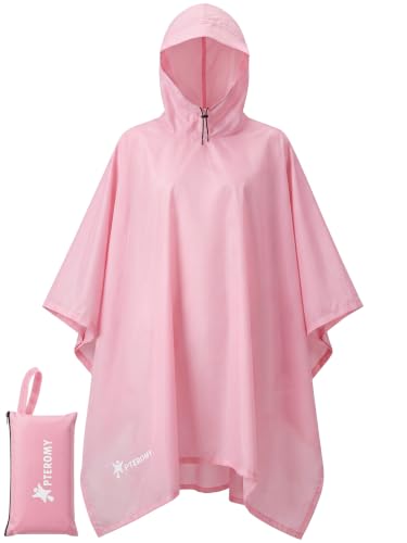 Hooded Rain Poncho for Adults (Pink-basic)
