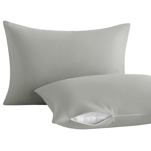 Toddler Pillows with Pillowcases Set (Smoke Grey (Microfiber) / 13x18 Inch (Pack of 2))
