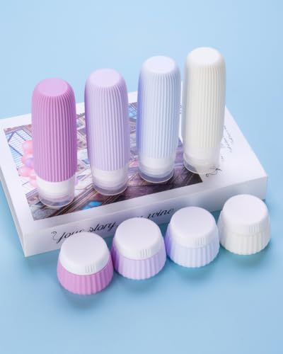 Travel Bottles for Toiletries 8 Pack (Bottle 3oz Jars 1oz / Lavender)