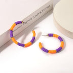 Game Day Earrings Football Baseball Earrings for Women Sports Team Heishi Hoop Earring Football Accessories Outfits Cheer Mom Essentials Fall Sports Must Haves Cheer Gifts (Orange Purple)