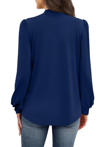 Womens Tops Fall Outfits for Women 2026 Long Sleeve Shirts for Women Blouses Dressy Casual Trendy Fashion Work Early Fall Clothes Business Casual Tunic Tops Winter Clothing Navy Blue 2XL (06 - Navy Blue / XX-Large)