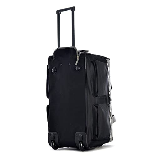 29 inch Jumbo Size 8 Pockets Wheeled Rolling Duffel Bag Water Resistant Luggage Lightweight Travel Suitcase with Retractable Handle (29 inch / Black)