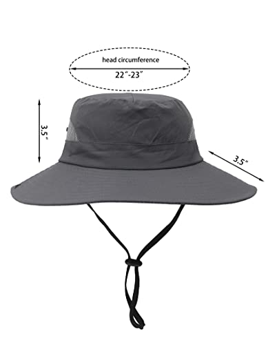 Womens Summer Sun Hat Beach Hat Wide Brim Outdoor UV Protection Hat Foldable Cool Mesh Ponytail Bucket Hat (6-7 / Grey)