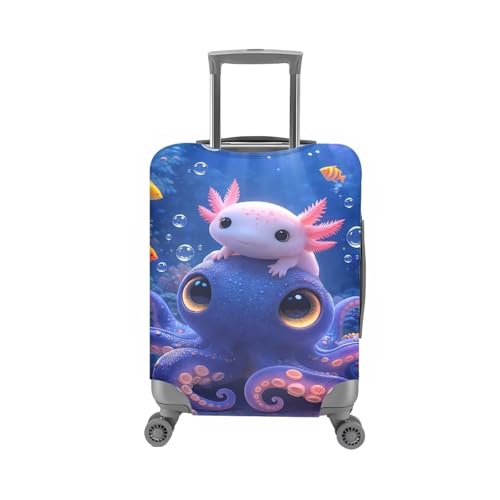 Underwater Axolotl & Octopus Pattern Airport Travel Luggage Cover (XL(for 30-32 inch luggage) / Underwater Axolotl & Octopus)