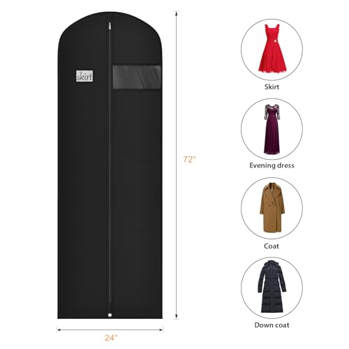 72 Inch Dress Bags for Gowns (Black / 72'' - 3PCS)