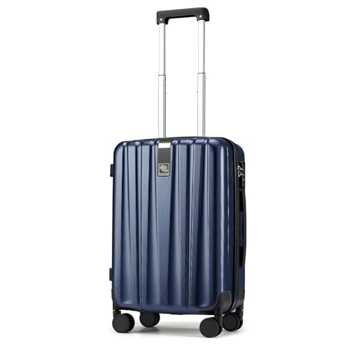 20 Inch Carry On Luggage 22x14x9 Airline Approved Lightweight PC Hard Shell Suitcases with Wheels Travel Luggage Rolling Suitcase Travel Luggage Bag for Weekender (20 Inch / Dark Blue)