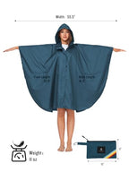 Unisex Rain Poncho Hooded Waterproof Raincoat for Adults Women (Deep Blue)