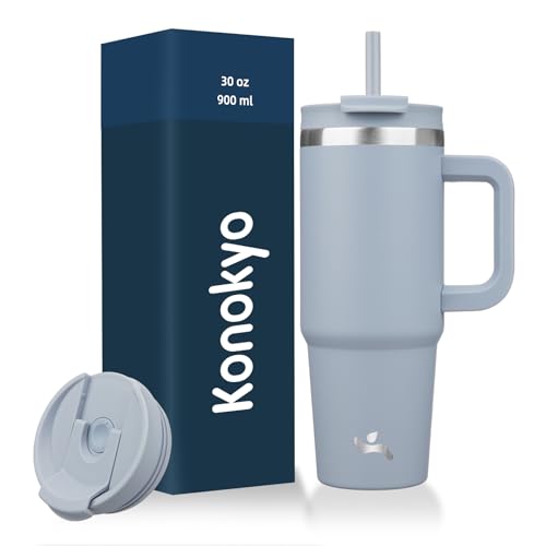 30 oz Insulated Tumbler Water Bottle with Handle (30 Ounces / Lavender)