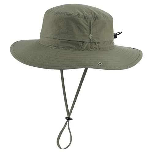 Sun Hat for Men UV Protection Safari Hat for Fishing Hiking Gardening Breathable Cowboy Hat UPF50 Light Army Green (Large / Light Army Green)