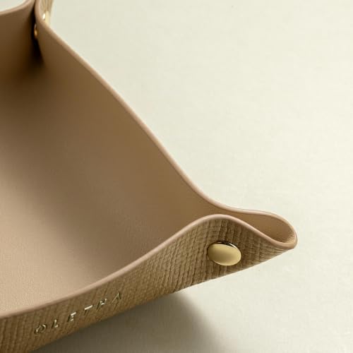 Foldable Valet Tray (Raffia Embossed, Wheat)