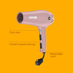 Hair Dryer with Diffuser & Concentrator (Matte Light Pink / 3 Piece Set)