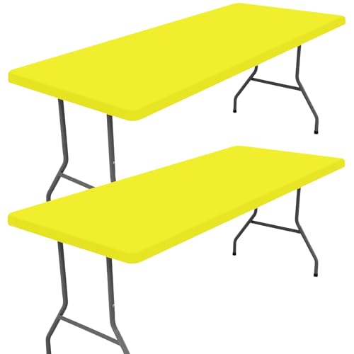 2 Pack Rectangle Spandex Fitted Table Cloth (Light Yellow / 48" x 30" (Rectangular))